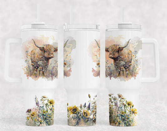 Highland Cow Sublimation 40oz Tumbler Image