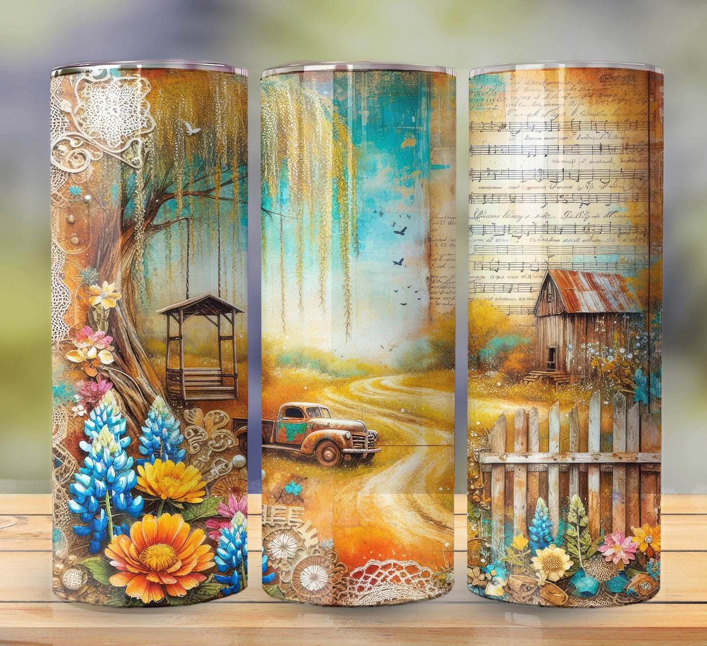 Rustic Letter 20oz Sublimation Tumbler Image Bundle