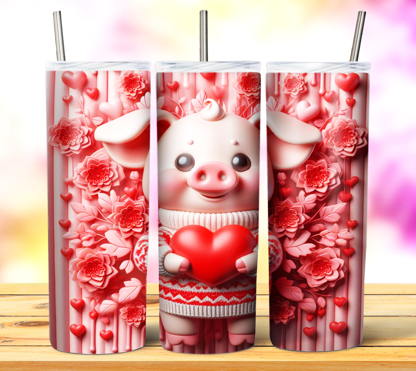 Cute Valentine Animals Sublimation 20oz Tumbler Images Bundle