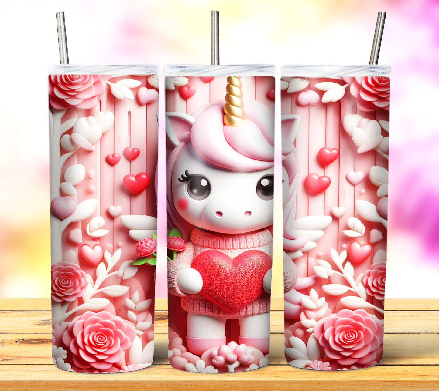 Cute Valentine Animals Sublimation 20oz Tumbler Images Bundle