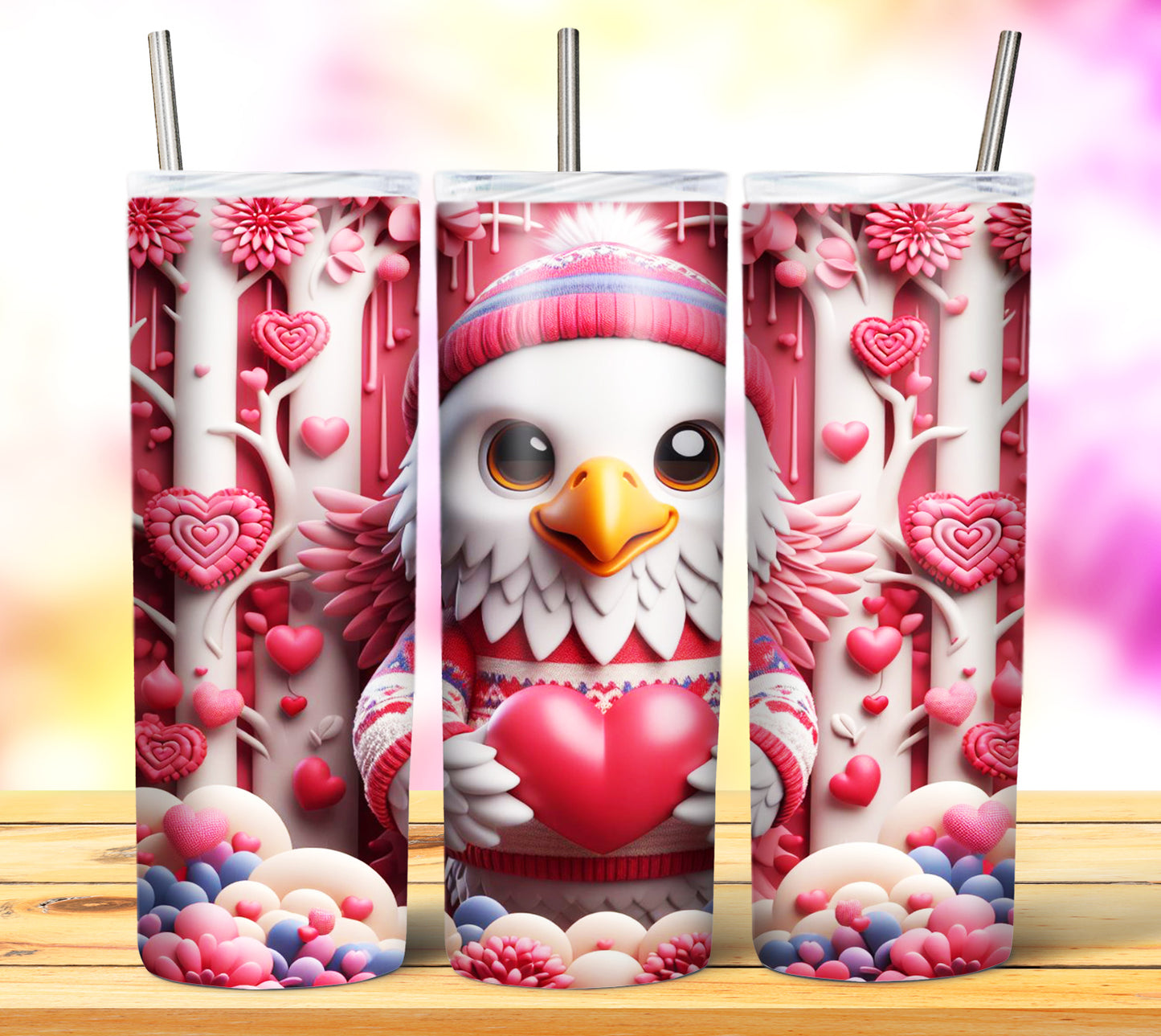 Cute Valentine Animals Sublimation 20oz Tumbler Images Bundle