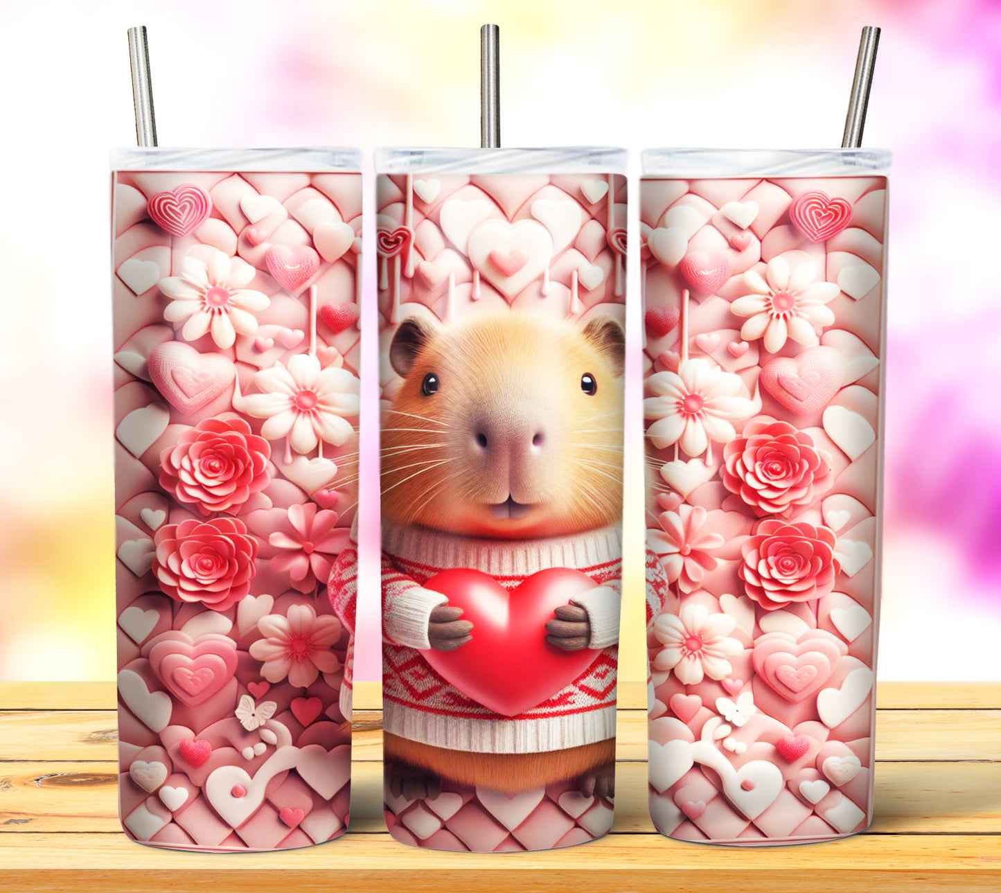 Cute Valentine Animals Sublimation 20oz Tumbler Images Bundle