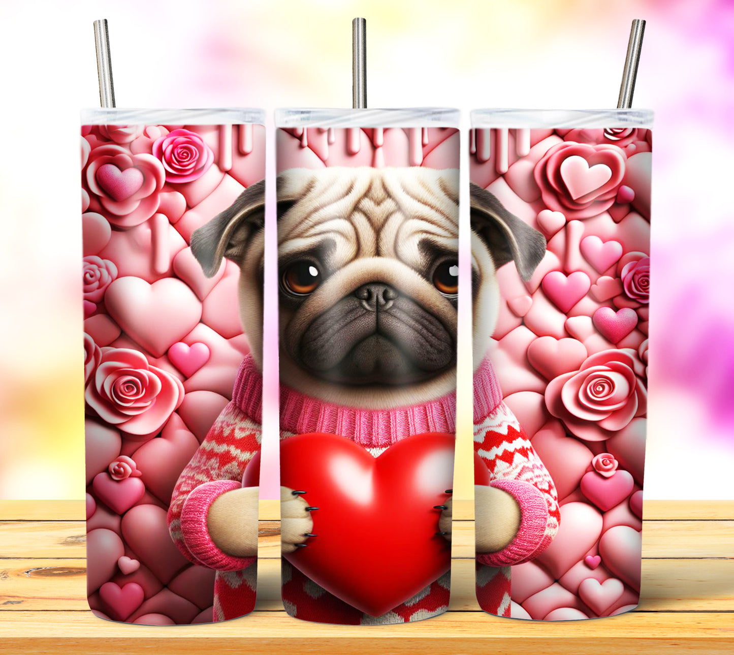 Cute Valentine Animals Sublimation 20oz Tumbler Images Bundle