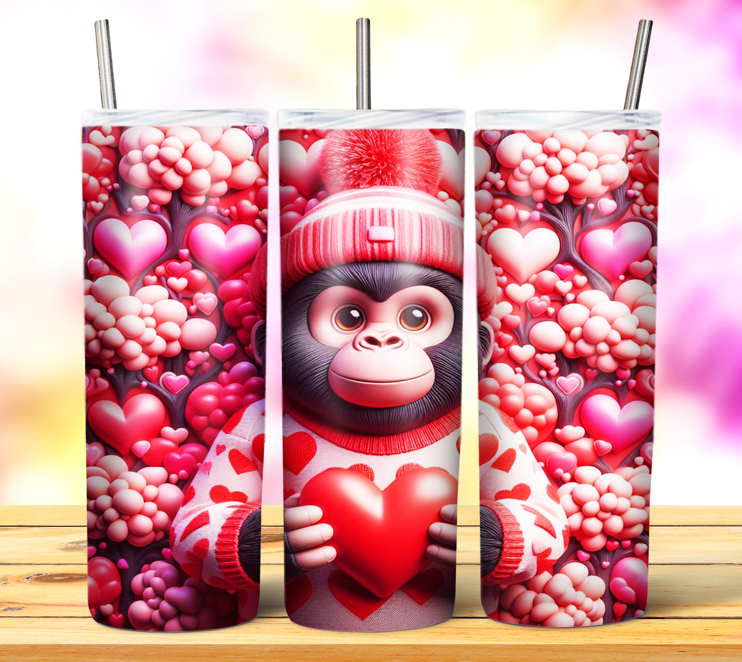 Cute Valentine Animals Sublimation 20oz Tumbler Images Bundle