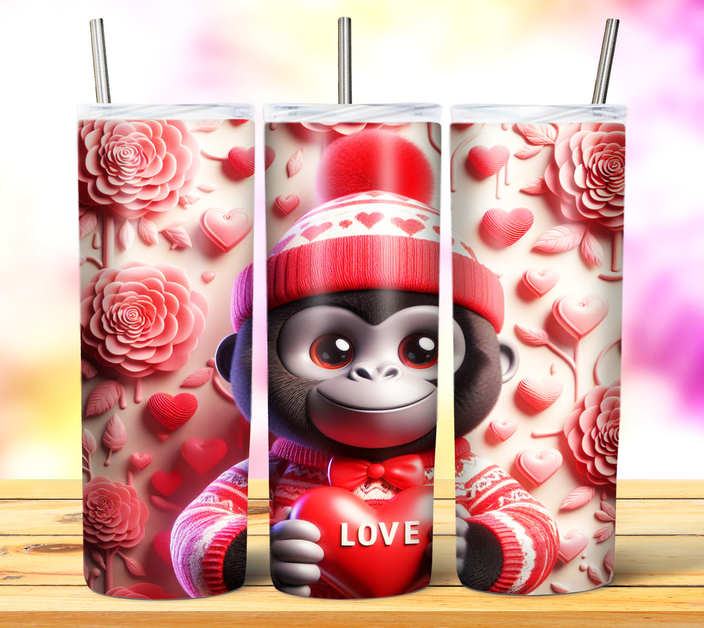 Cute Valentine Animals Sublimation 20oz Tumbler Images Bundle