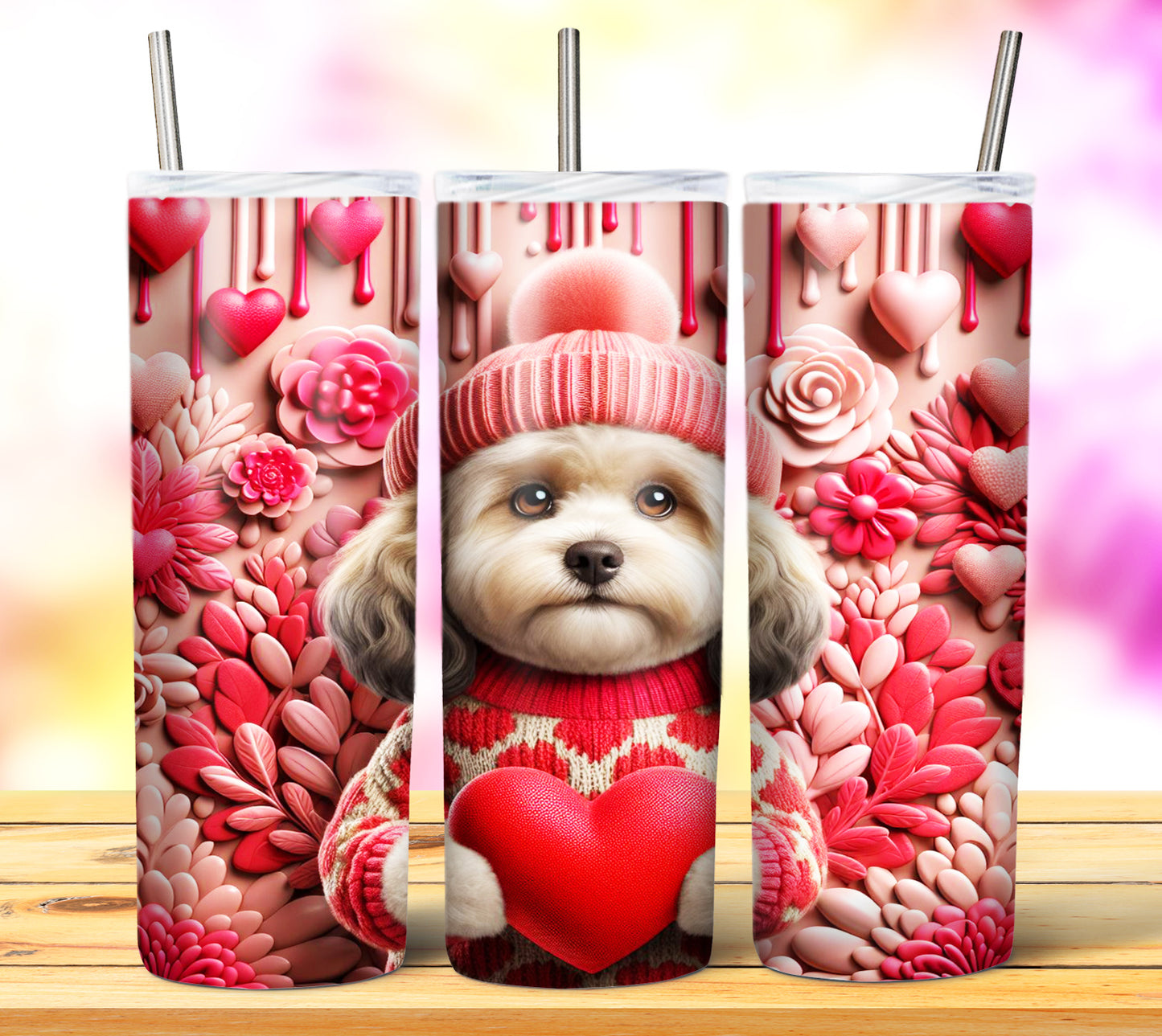 Cute Valentine Animals Sublimation 20oz Tumbler Images Bundle