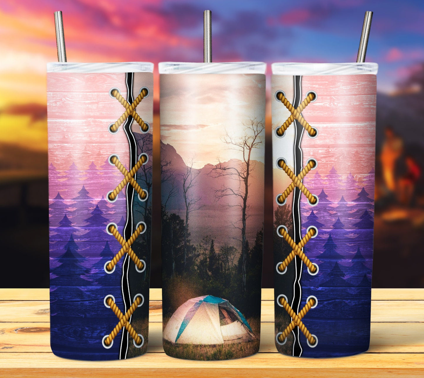 Camping 20oz Sublimation Tumbler Image