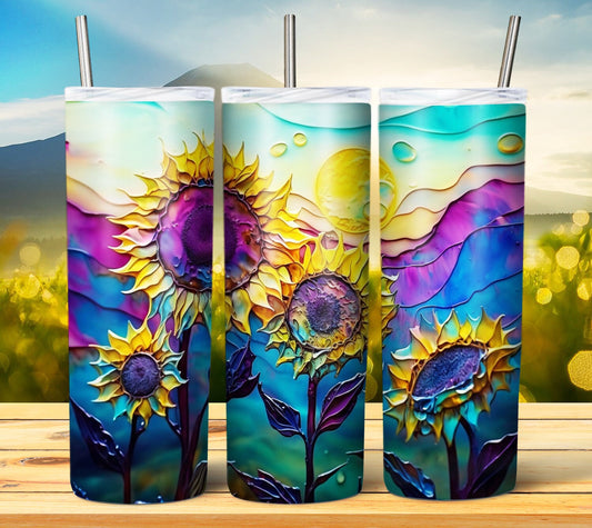 Watercolor Sunflower 20oz Sublimation Tumbler Image