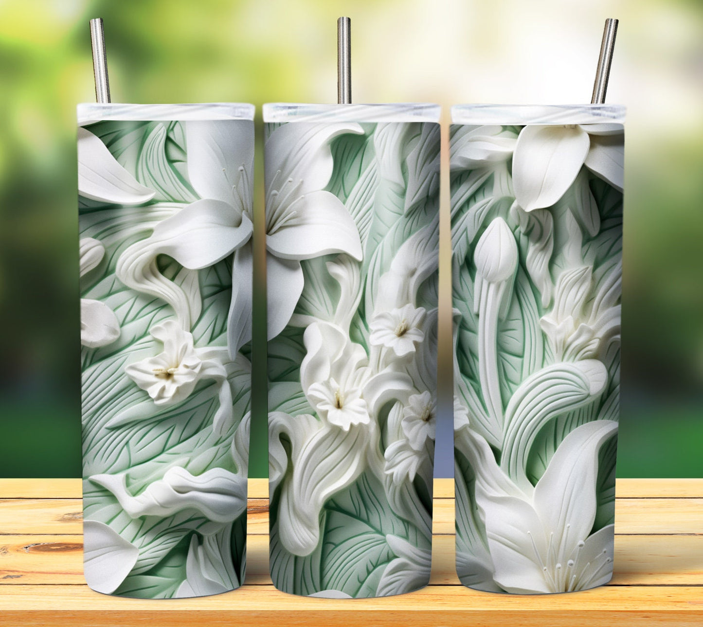 Flower Print 20oz Sublimation Tumbler Image