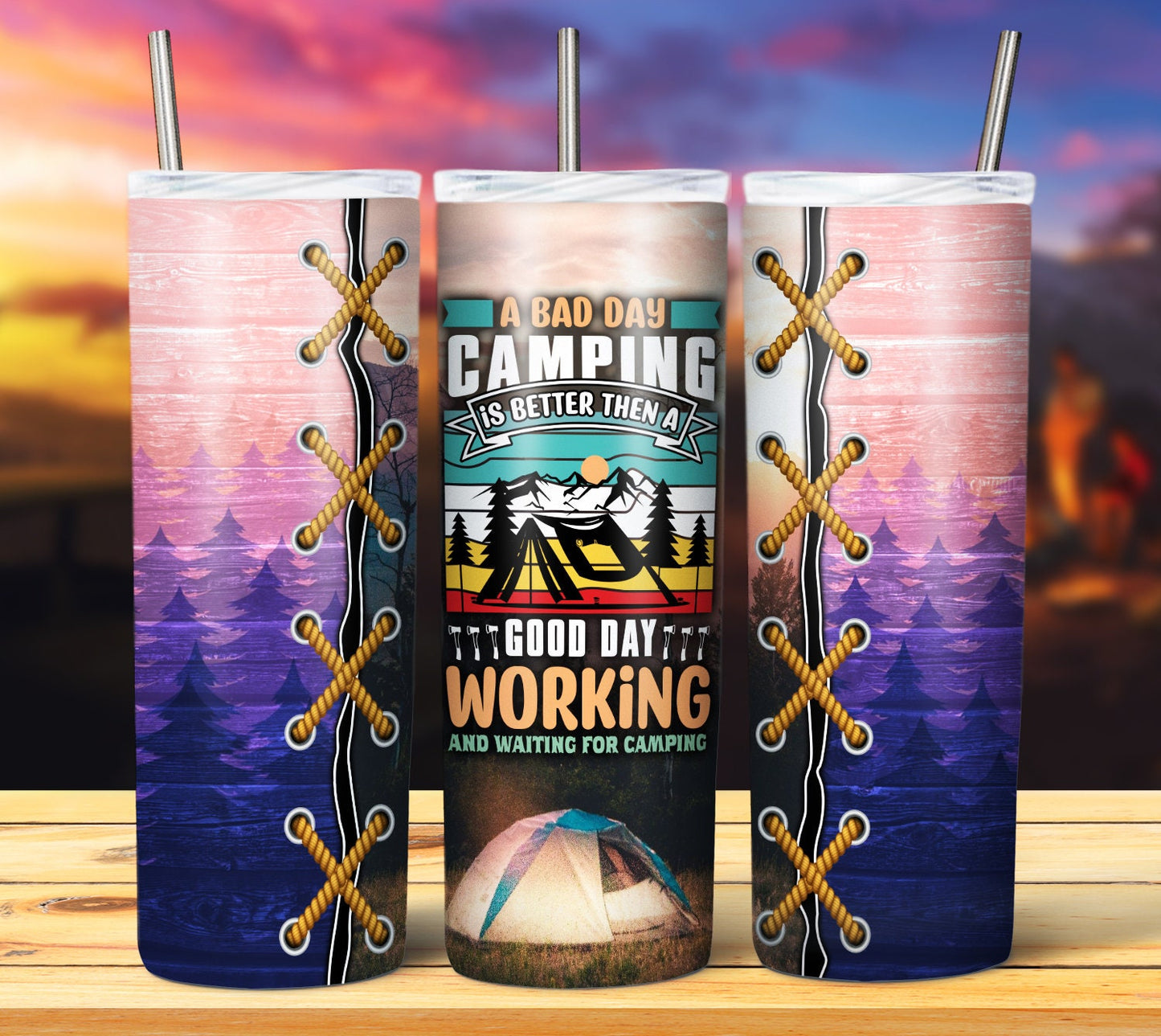 Camping 20oz Sublimation Tumbler Image