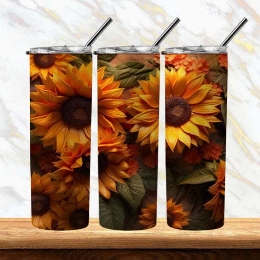 3D Sunflower 20oz Sublimation Tumbler Image