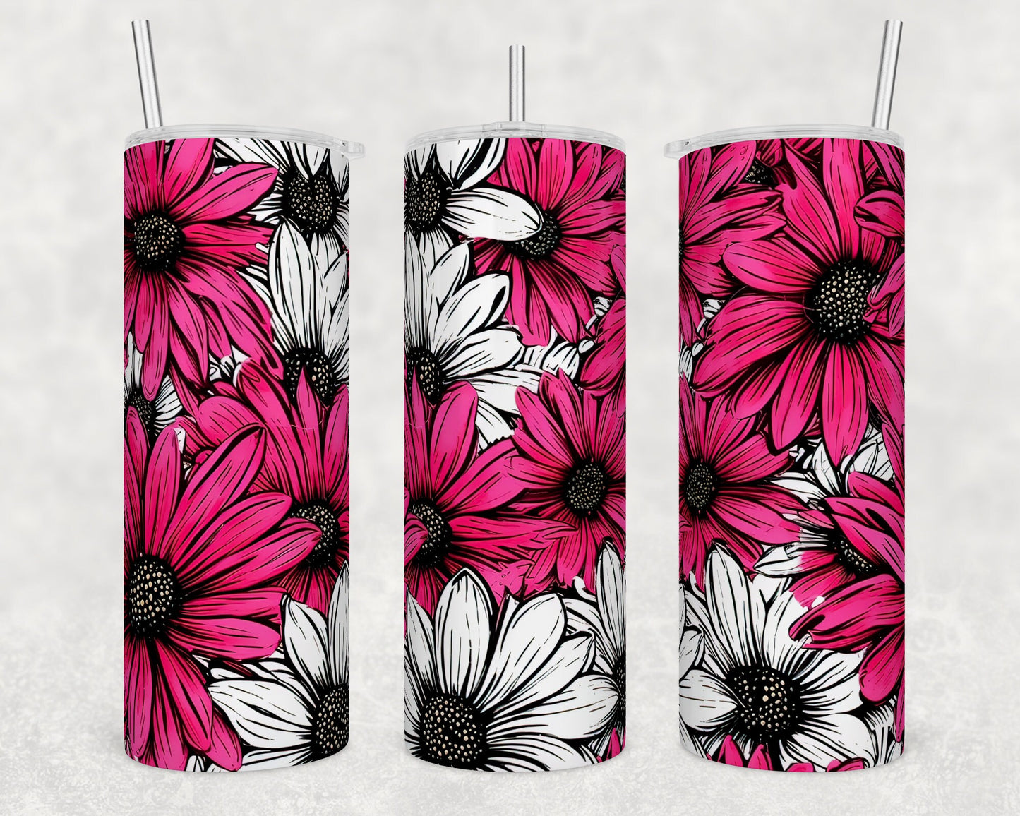 Pink Daisy TUMBLER  20oz Sublimation Image