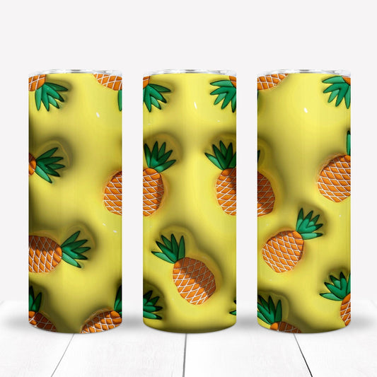 3D Inflate/Puff Pineapple 20oz Sublimation Tumbler Image