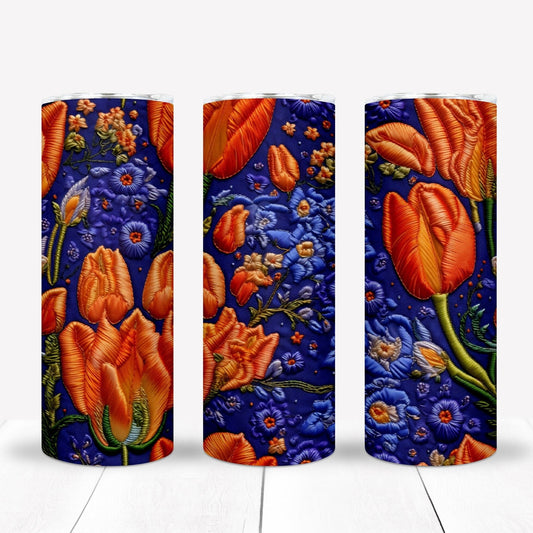 Embroidered Tulips 20oz Sublimation Tumbler Image