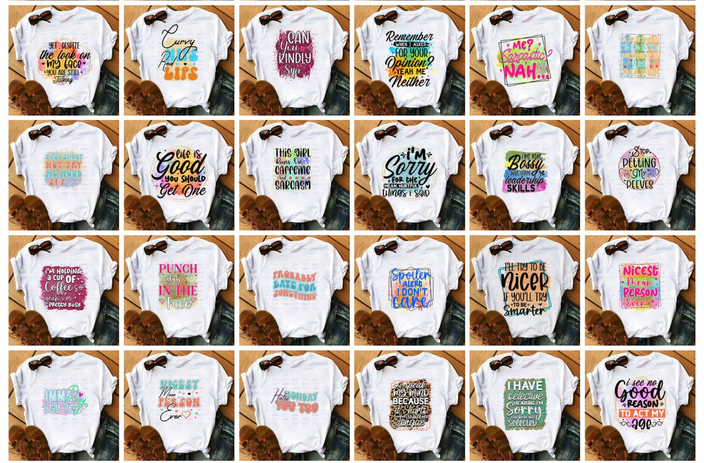 75 Sarcastic Quotes T-Shirt PNG Images Bundle