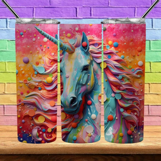 PaintDrip Colorful Unicorn 20oz Sublimation Tumbler Image