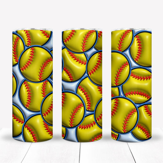 Inflate/Puff Softball 20oz Sublimation Tumbler Image