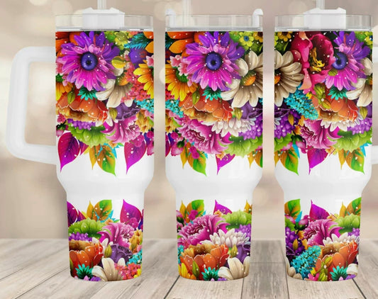 Floral Glass Tumbler 40oz Sublimation Tumbler Image