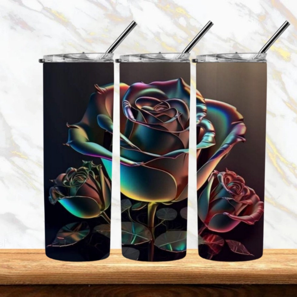 Colorshift Roses Tumbler 20oz Sublimation Image