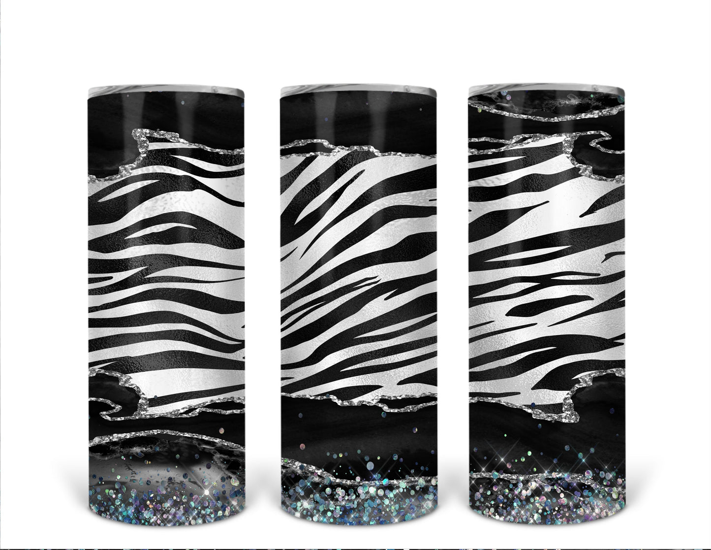 Glitter Zebra 20oz Sublimation Tumbler Image