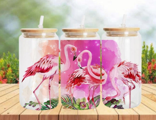 Flamingo Libbey Glass 16oz Sublimation Tumbler Image