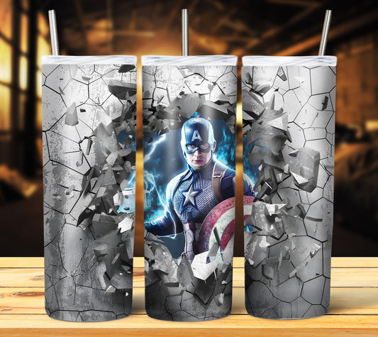 3D Captain America Cartoon 20oz Sublimation Tumbler Images