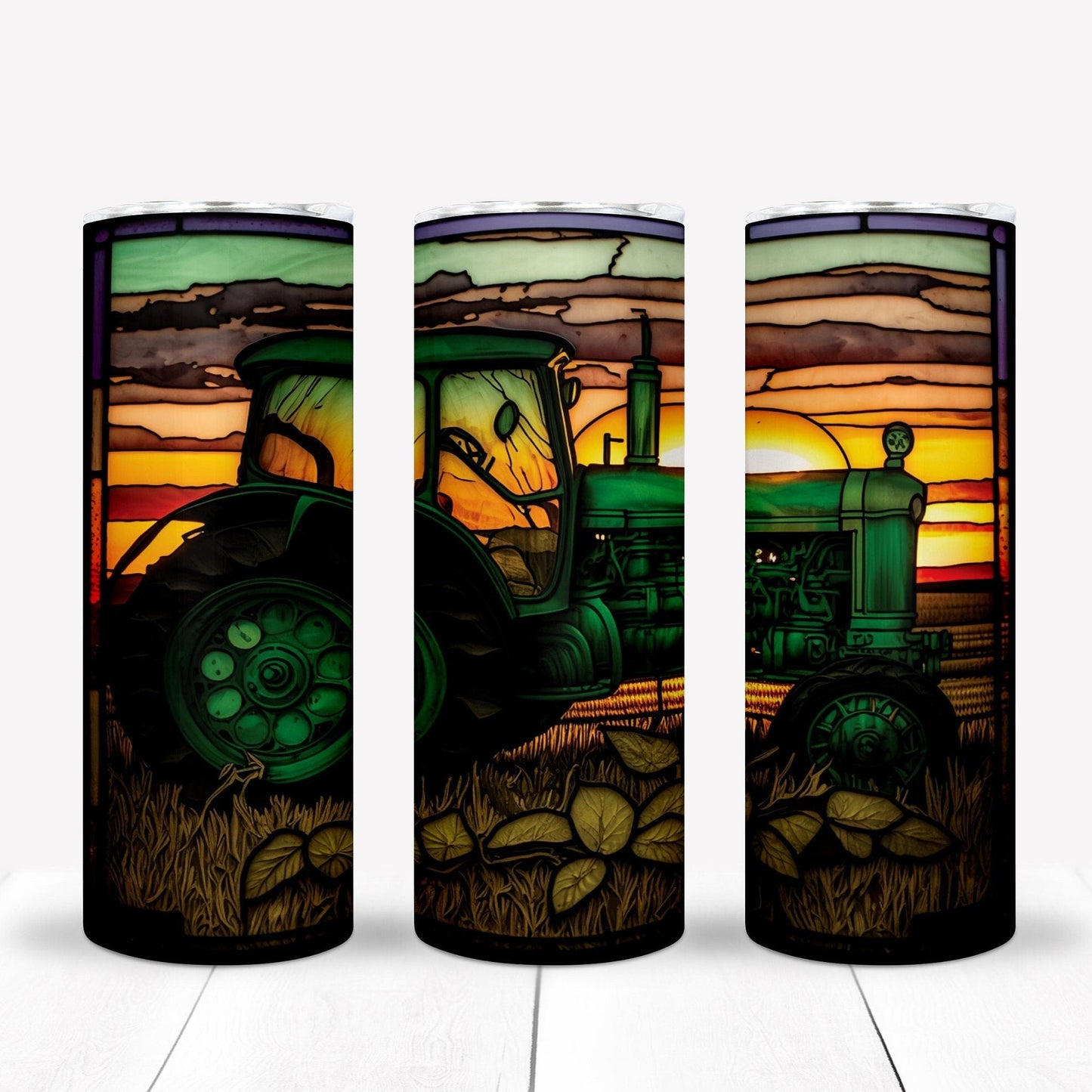 Stainglass Tractor 20oz Sublimation Tumbler Image