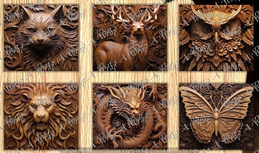 20+ 3d Carved Wood Animals Sublimation Tumbler Images Bundle 20 oz