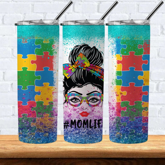 Autism Mom 20oz Sublimation Tumbler Image