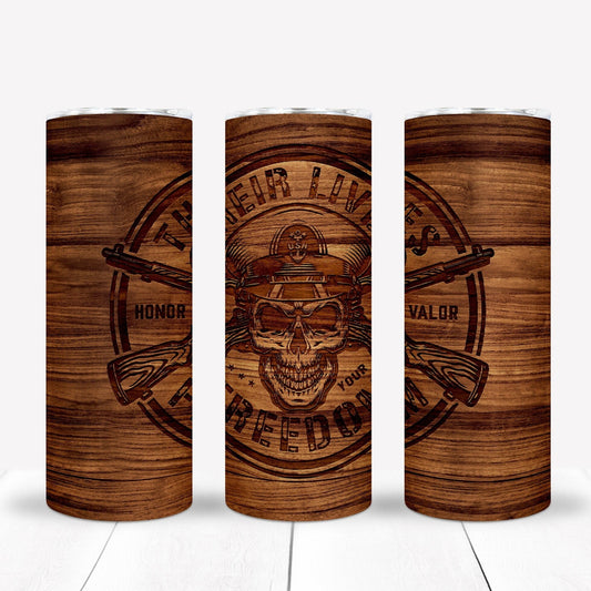 Wooden Engraved 20oz Sublimation Tumbler Image