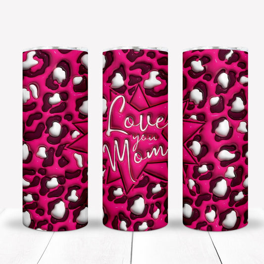 3D Inflate/Puff Love You Mom 20oz Sublimation Tumbler Image