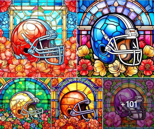 100+ Stained Glass Football Sublimation 20oz Images Bundle