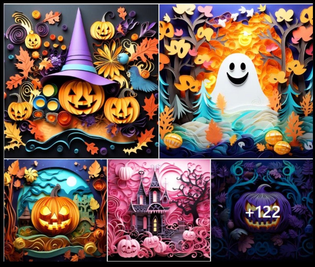 120+ 3D Paper Halloween Sublimation 20oz Images Bundle