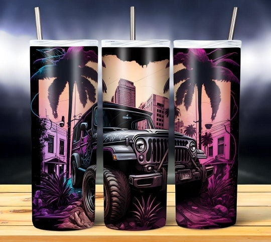 Graffiti Jeep Car Sublimation 20oz Tumbler Image