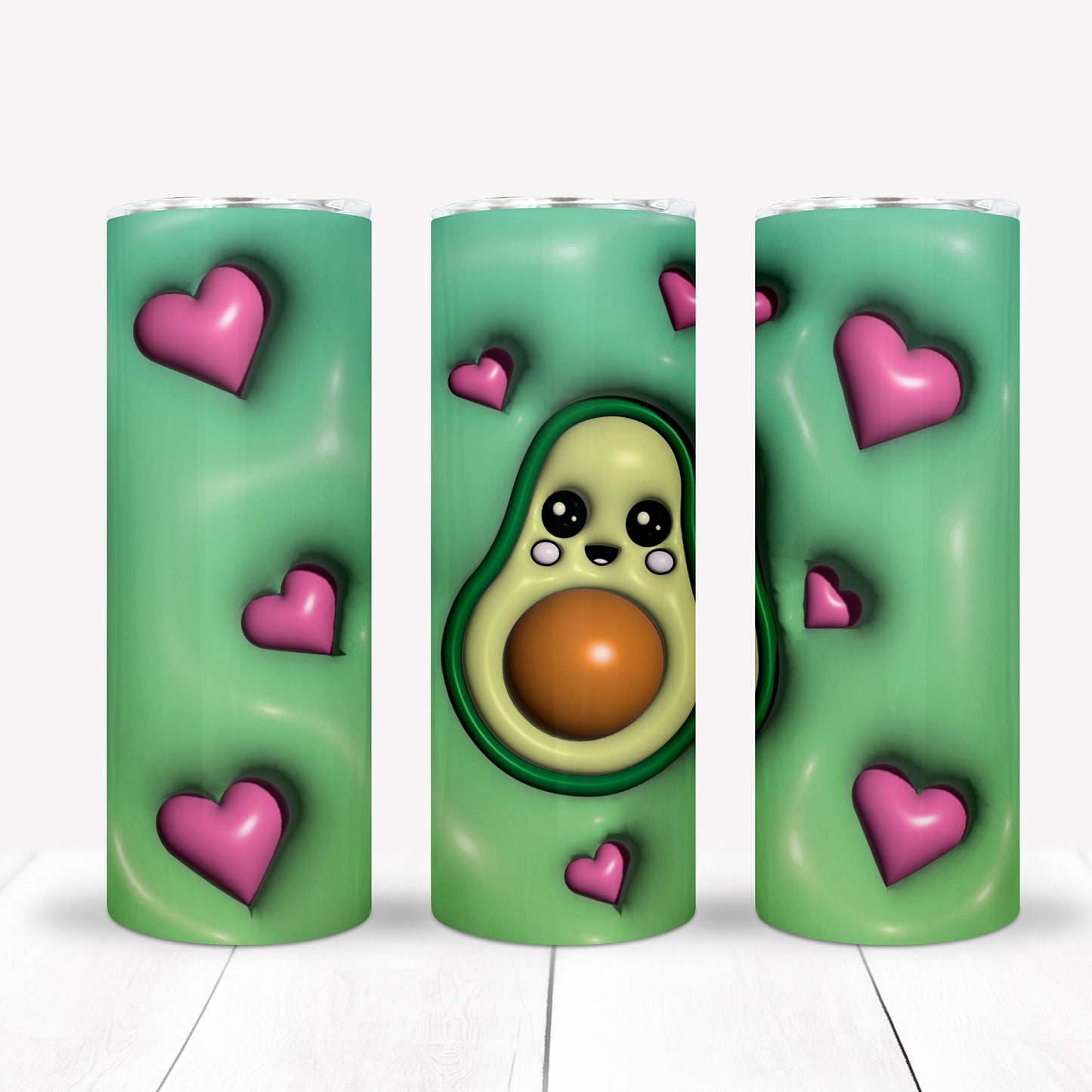 3D Inflate/Puff Avocado 20oz Sublimation Tumbler Image