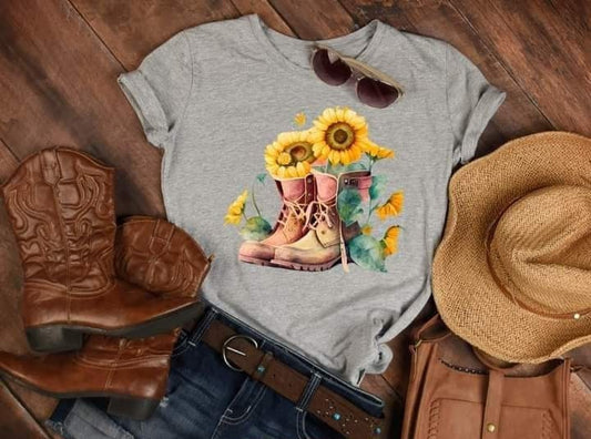 Cowboy Boots & Sunflower T-shirt  DTF/Sublimation Image