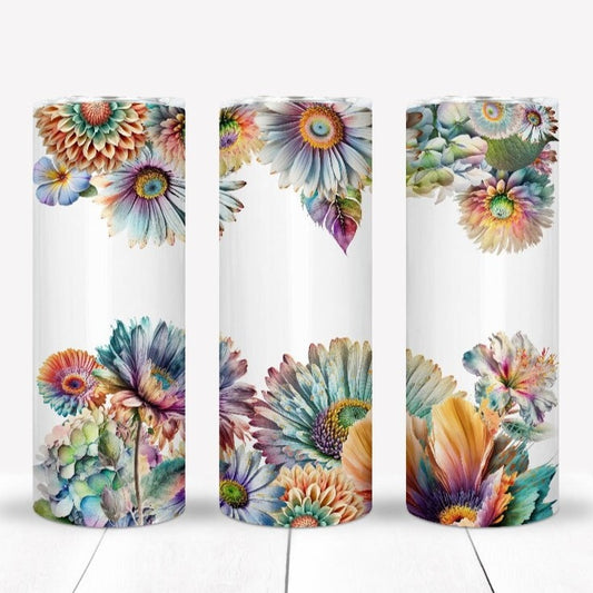 Watercolor Daisies Sublimation 20oz Tumbler Image