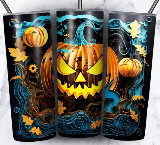 3D Paper Halloween Sublimation 20oz Tumbler Image