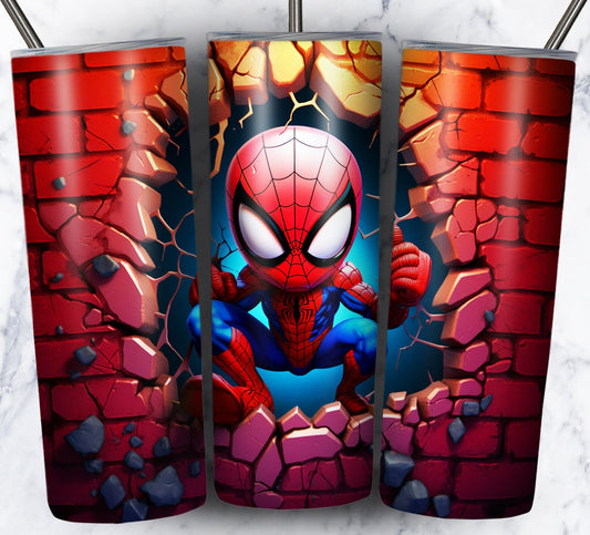 3d Kid Cartoon Superhero Sublimation 20oz Tumbler Image