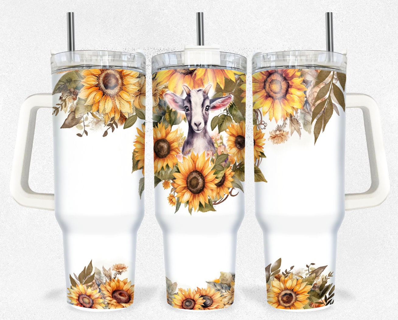 Sunflower Goat Sublimation 40oz Tumbler Image