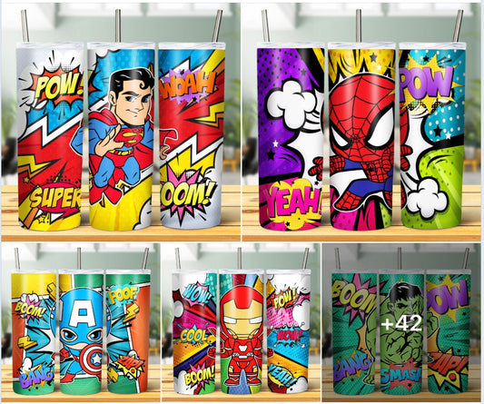 SuperHero Comics Sublimation 20oz Tumbler Images Bundle