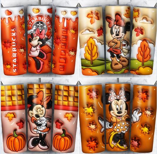 3D Inflate Cartoon Fall Sublimation 20oz Tumbler Image Puff Bundle